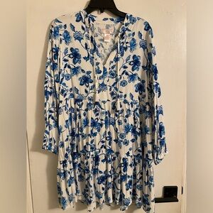 White & Blue Floral dress